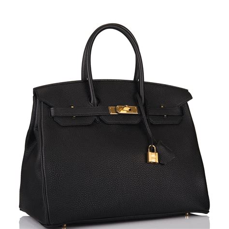 hermes birkin bag togo leather gold hardware in black|Hermes 35cm Birkin Bag.